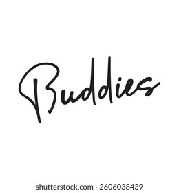 Buddies text on white background.