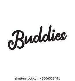 Buddies text on white background.