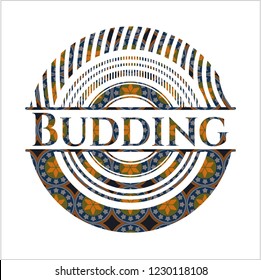Budding arabic style emblem. Arabesque decoration.