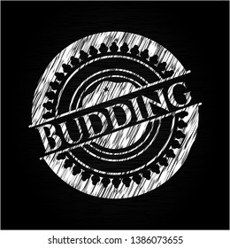 Budding chalkboard emblem on black board. Vector Illustration. Detailed.