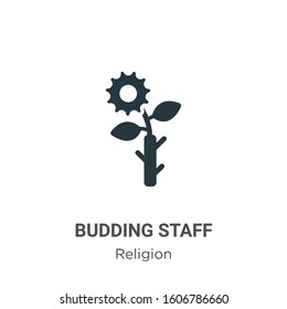 Budding staff glyph icon vector on white background. Flat vector budding staff icon symbol sign from modern religion collection for mobile concept and web apps design.