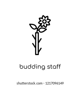 Budding Staff icon. Trendy modern flat linear vector Budding Staff icon on white background from thin line Religion collection, editable outline stroke vector illustration