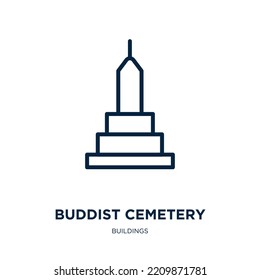 buddist cemetery icon from buildings collection. Thin linear buddist cemetery, education, castle outline icon isolated on white background. Line vector buddist cemetery sign, symbol for web and mobile