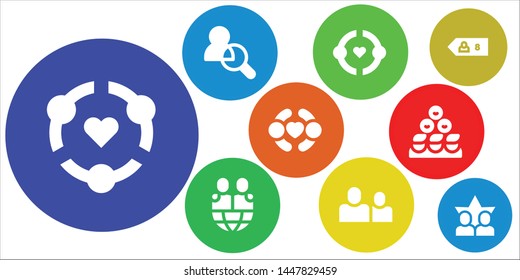 buddy icon set. 9 filled buddy icons.  Simple modern icons about  - Friendship, Friends, Friend