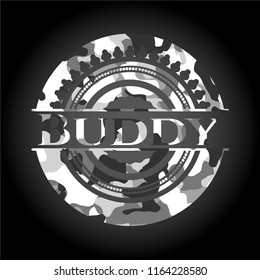 Buddy on grey camo texture