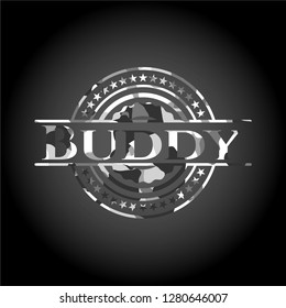 Buddy on grey camouflage texture