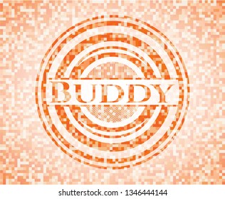 Buddy orange mosaic emblem with background