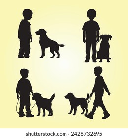 Buddy set Silhouette, Buddy with dog Silhouette