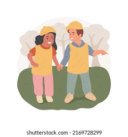 Buddy System Isolated Cartoon Vector Illustration. Pair Students, Two Kids Take Care Of Each Other, Buddy System For Field Trip Security, Childrens Safety, Walk Holding Hands Vector Cartoon.