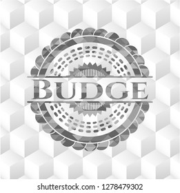 Budge grey badge with geometric cube white background