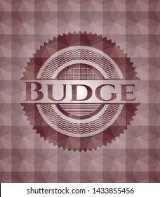 Budge red badge with geometric background. Seamless.