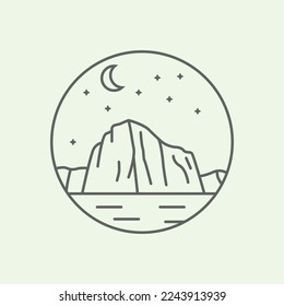 logo de la línea de arte del parque nacional budge yosemite, el capitan, diseño de ilustración del vector