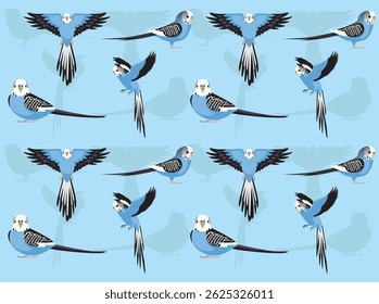 Budgerigar Bird Parakeet Parrot Blue Cartoon Character Seamless Wallpaper Background