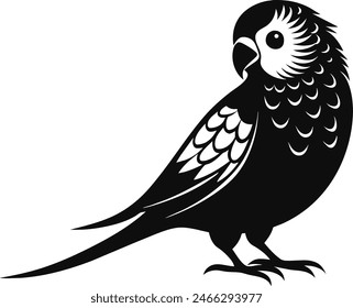 Eine Wellensittich Vogel Silhouette Schwarz Vektorgrafik Kunstwerk Illustration