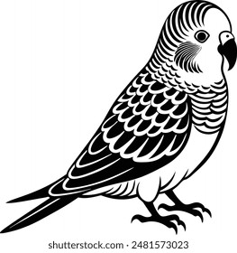 Budgerigar Bird Silhouette Ilustración vectorial