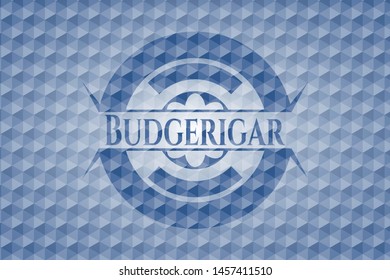 Budgerigar blue polygonal badge. Vector Illustration. Detailed.