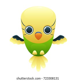 
Budgerigar cute cartoon character isolated on white background. Vector illustration
