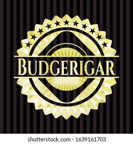 Budgerigar gold shiny emblem. Vector Illustration. Detailed.