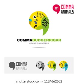 Budgerrigar wavy parrot  parrot bird concept icon set and modern brand identity logo template and app symbol based on comma sign