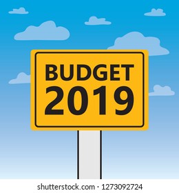 budget 2019 written on a billboard- vector illustration