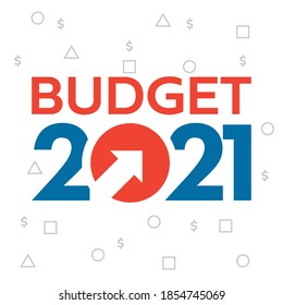 Budget 2021 Text With Red And Blue Color