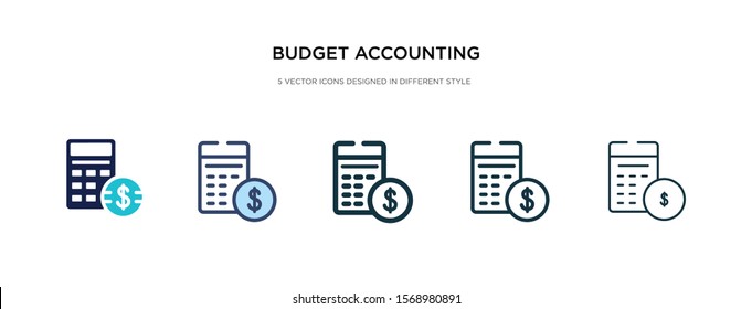 budget accounting icon in different style vector illustration. two colored and black budget accounting vector icons designed in filled, outline, line and stroke style can be used for web, mobile, ui