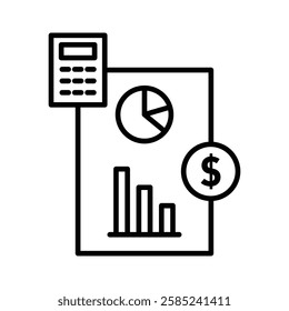 Budget Accounting Icon Flat vector set outline