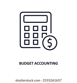budget accounting outline icon.  Thin line icon from cryptocurrency collection. Editable vector isolated on white background