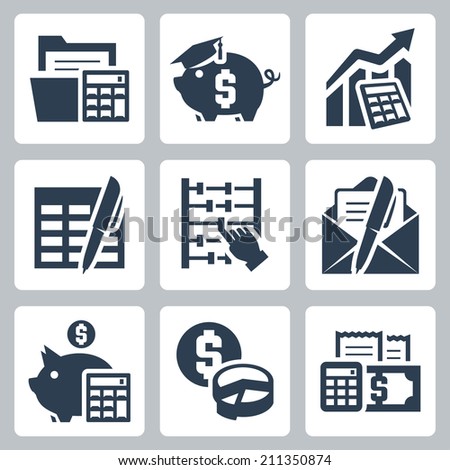 Budget, accounting vector icons set