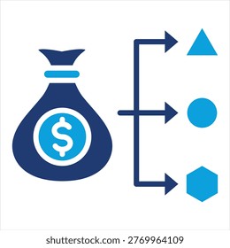 Budget Allocation Flat Blue Icon Collection