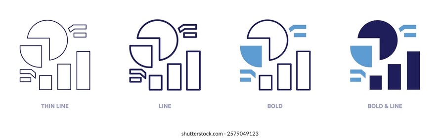 Budget analysis icon in 4 different styles. Thin Line, Line, Bold, and Bold Line. Duotone style. Editable stroke.