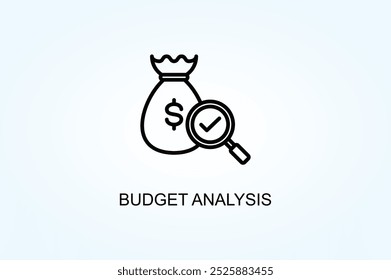 Darstellung des Vektor- oder Logo-Zeichensymbols für die Budgetanalyse
