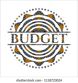 Budget arabic badge background. Arabesque decoration.