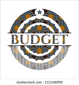 Budget arabic style badge. Arabesque decoration.