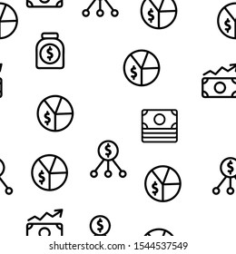 Budget Audit Vector Seamless Pattern Thin Line Illustration