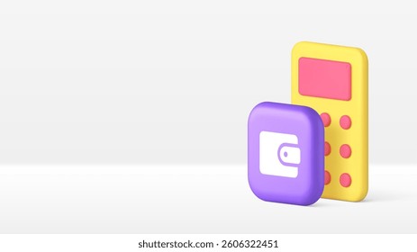 Budget balance finance money accounting calculation banner copy space vector illustration. Economy banking calculating wallet wealth earnings expenses savings profit investment tax planning
