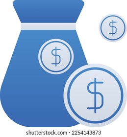 Budget business management icon with blue duotone style. Bank, currency, wealth, investment, banking, payment, cash. Vector illustration