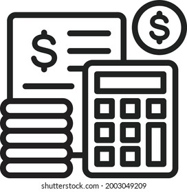 Imagen vectorial de icono Cálculos de Presupuesto. También se puede usar para Fitness físico. Adecuado para aplicaciones móviles, aplicaciones web y medios impresos.