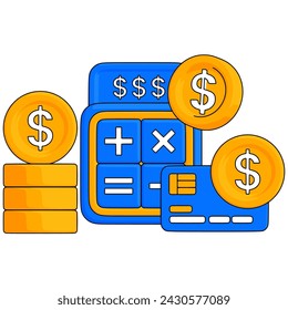 Elemento de calculadora de presupuesto. Ilustración vectorial con tema de negocios. Elemento vector editable.