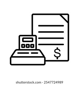 Budget calculator icon isolated on white background. Budget calculator icon concept drawing icon in modern style. Vector illustration for your web mobile logo app UI design.