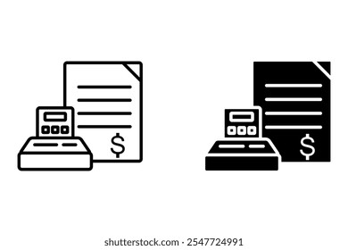 Budget calculator icon isolated on white background. Budget calculator icon concept drawing icon in modern style. Vector illustration for your web mobile logo app UI design.