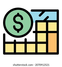 Budget calculator icon. Outline budget calculator vector icon color flat isolated