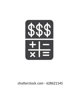 Budget calculator icon vector, filled flat sign, solid pictogram isolated on white. Symbol, logo illustration. Pixel perfect