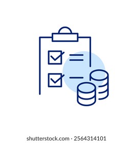 Budget checklist, financial goal tracker, investment strategy or savings plan. Pixel perfect, editable stroke icon