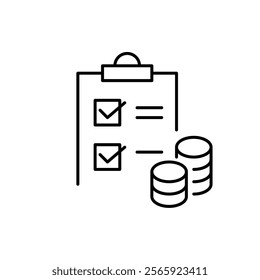 Budget checklist, financial goal tracker, investment strategy or savings plan. Pixel perfect vector icon