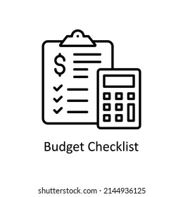 Budget Checklist vector outline icon for web isolated on white background EPS 10 file