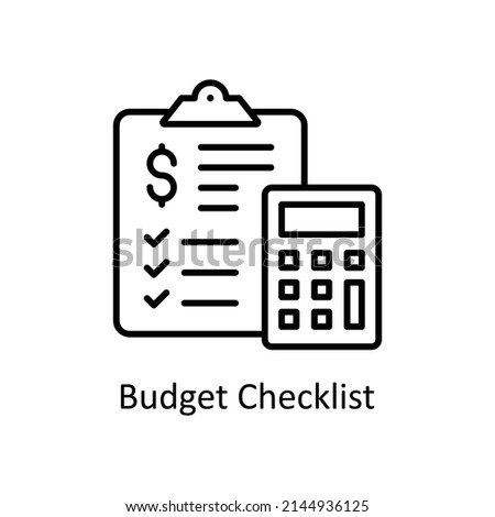 Budget Checklist vector outline icon for web isolated on white background EPS 10 file