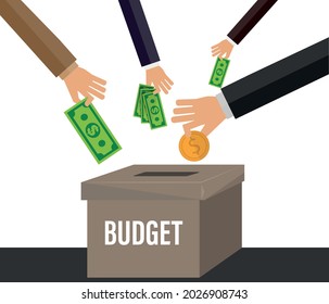 budget concept. business man saving money.  Vector illustration for finance, deposit, economy, investment, banking, concept