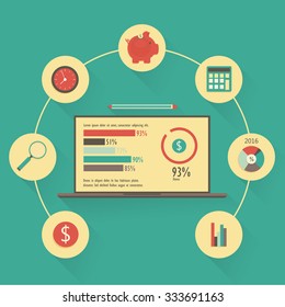 Budget concept. Flat banking and finance icons