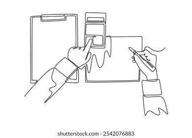 Budget concept. Single line draw design vector graphic illustration.